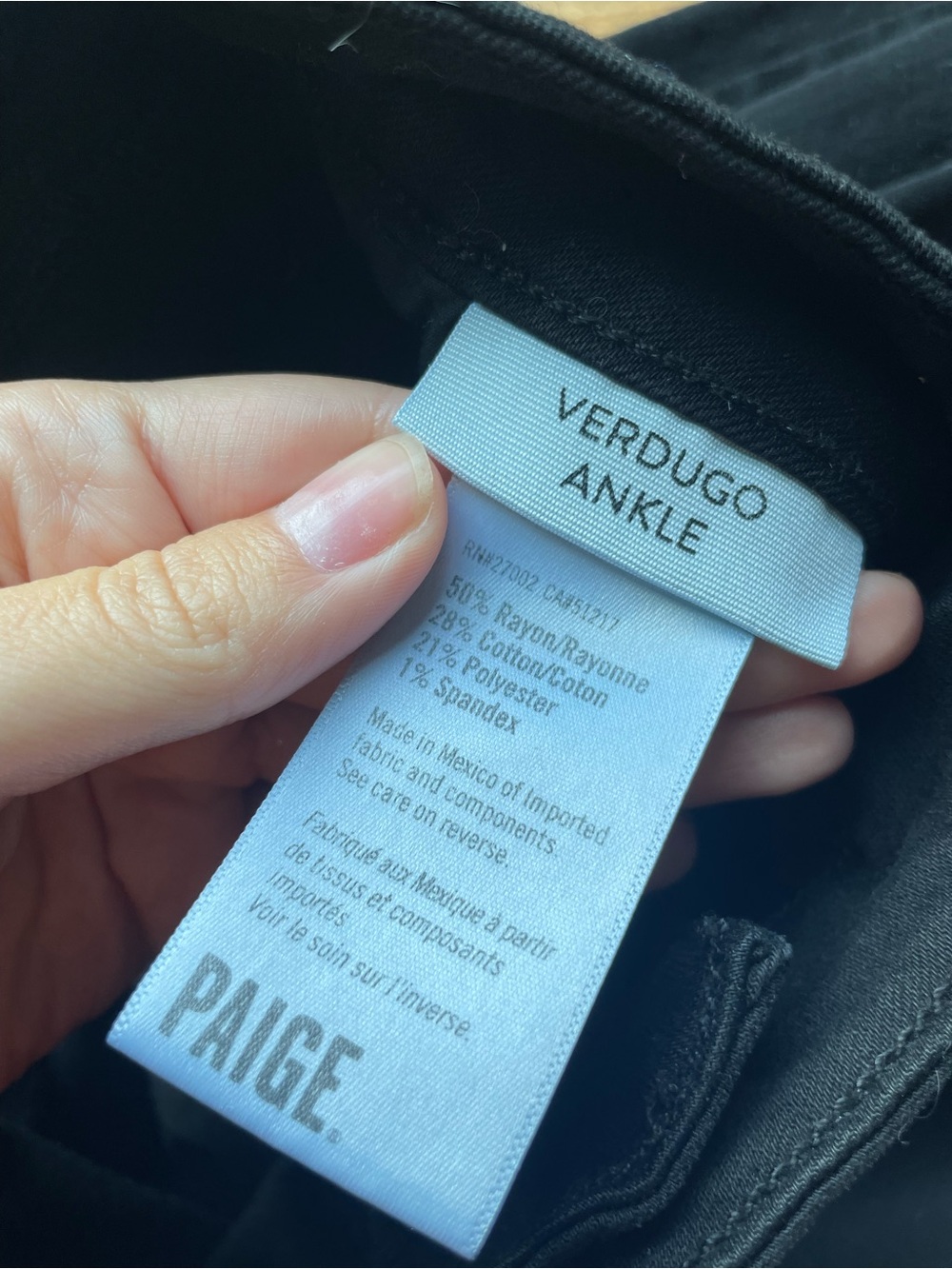 PAIGE Jeans Black Verdugo Ankle High-Rise Denim Pants Size 33 - Picture 4 of 5